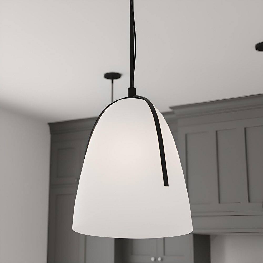 Whitmore 100-Watt 1 Light Matte Black Mini Pendant Light with Etched Glass Shade price history on PriceWatchPro