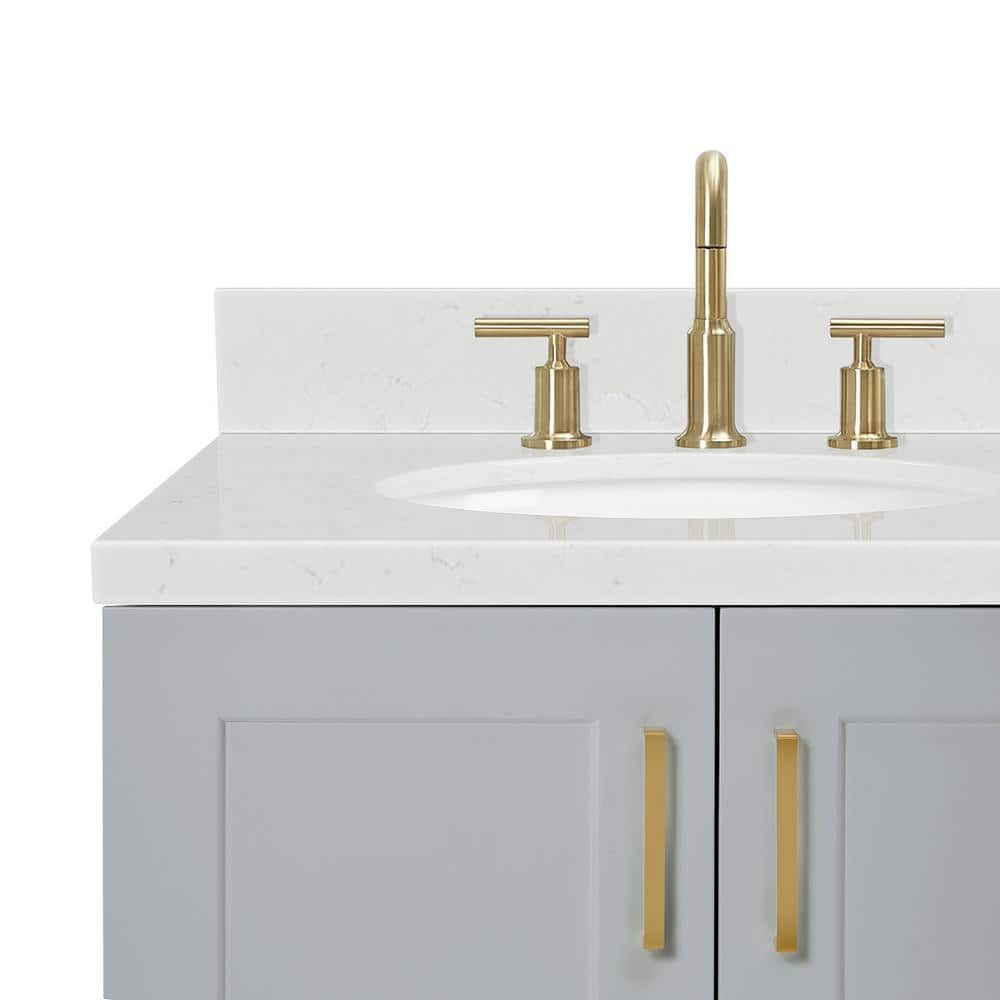 Gray Hardwood 30.25'' Single Basin Freestanding Vanity
