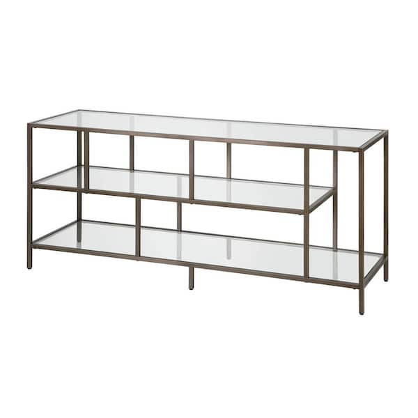 Meyer&Cross Winthrop 55 in. Aged Steel TV Stand with Glass Shelves