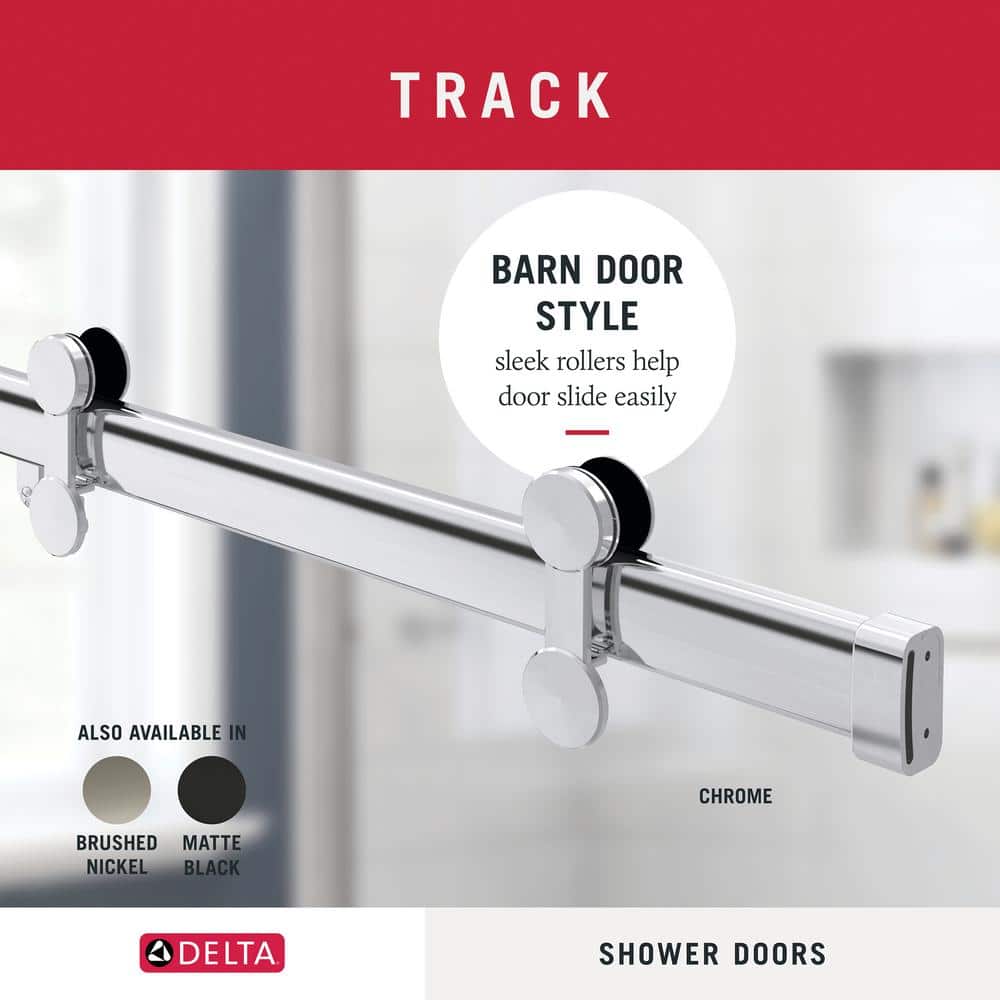 Paxos Frameless Chrome Sliding Shower Door with Clear Glass