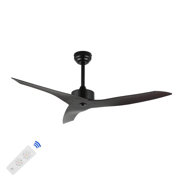 Aldrin 50 in. Minimalist Iron/Plastic App/Remote-Controlled 6-Speed Razor Ceiling Fan, Black/Dark Brown Wood Finish