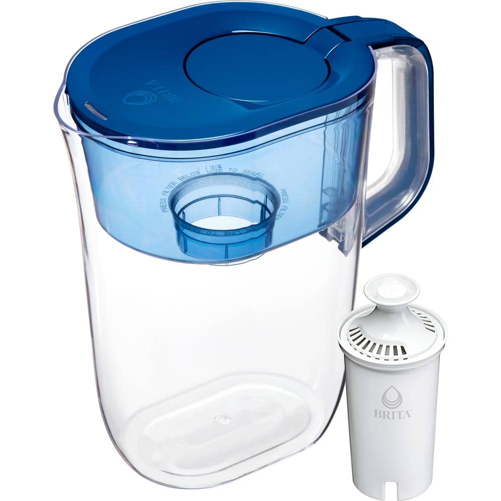 Brita Tahoe 10Cup Large Water Filter Pitcher in Blue with 1 Standard