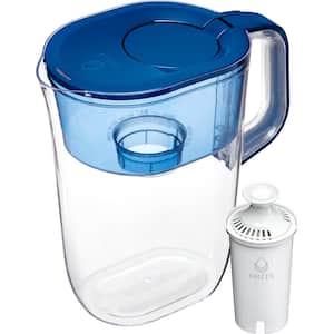 Tahoe 10-Cup Large Water Filter Pitcher in Blue with 1 Standard Filter