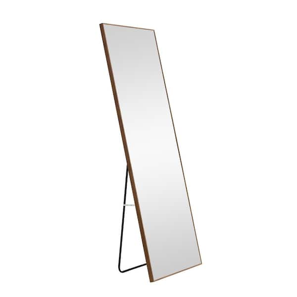 Tatahance Brown 23 in. W x 65 in. H Rectangle Solid Wood Frame Full Length Floor Mirror