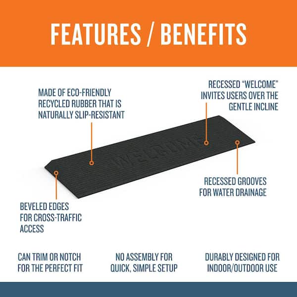 EZ-ACCESS Transitions Angled Entry Mat, Welcome, Black, 1.25 in