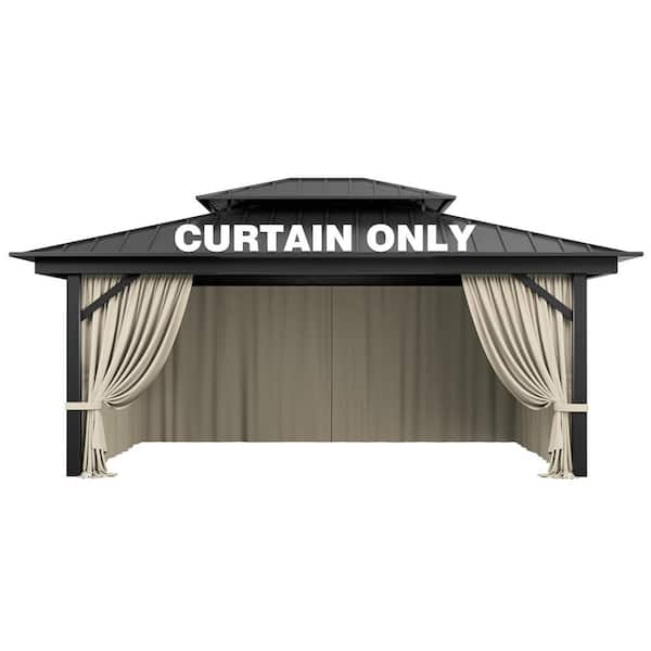 12 ft. x 16 ft. Universal Outdoor Privacy Curtains, Gazebo Curtain Replacement with Zipper Cream (4-Side Curtain Only)