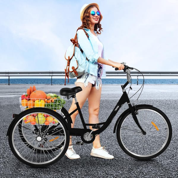 VANELL Adult Tricycle 7 Speed Three Wheel Trike Bike Bicycle Large Basket for Men/Women/Seniors/Youth 