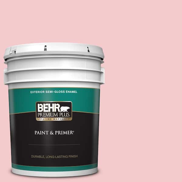 BEHR PREMIUM PLUS 5 gal. #P160-1 Angel Kiss Semi-Gloss Enamel Exterior Paint & Primer