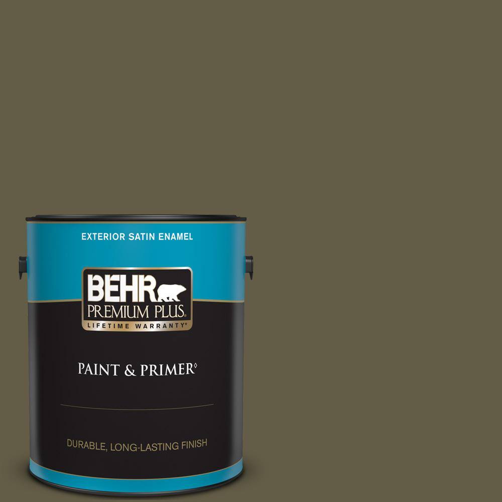 BEHR PREMIUM PLUS 1 gal. MQ628 Crushed Oregano Satin Enamel Exterior