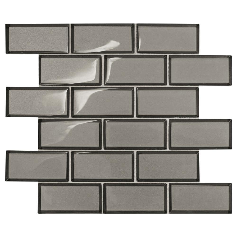Daltile Premier Accents Smoke Gray Brick Joint 11 In X 13 In X 8 Mm Glass Mosaic Wall Tile 0956 Sq Ft Each Pa634bjccms1p The Home Depot