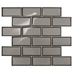 Premier Accents Smoke Gray Brick Joint 11 in. x 13 in. x 8 mm Glass Mosaic Wall Tile (0.956 sq. ft./Each)