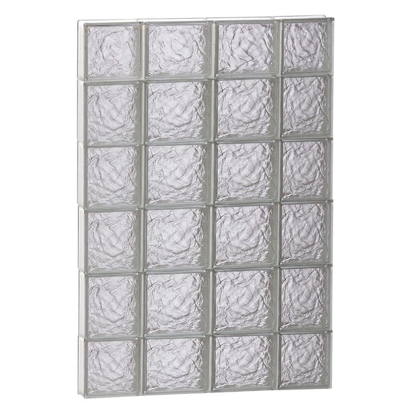 Clearly Secure 27 in. x 42.5 in. x 3.125 in. Frameless Ice Pattern Non-Vented Glass Block Window