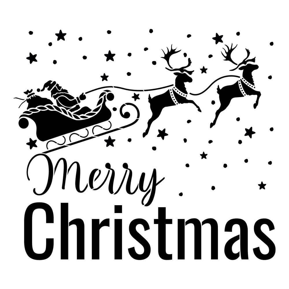 Designer Stencils Merry Christmas With Santa And Reindeer Stencil And Free Bonus Stencil Fs108 B