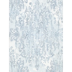 Shirley Slate Distressed Damask Paper Strippable Wallpaper (Covers 57.8 sq. ft.)