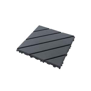 12 in. x 12 in. Outdoor Patio Gray Plastic Square Waterproof Interlocking Deck Tiles (44-Pack)