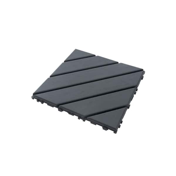 ITOPFOX 12 in. x 12 in. Outdoor Patio Gray Plastic Square Waterproof Interlocking Deck Tiles (44-Pack)