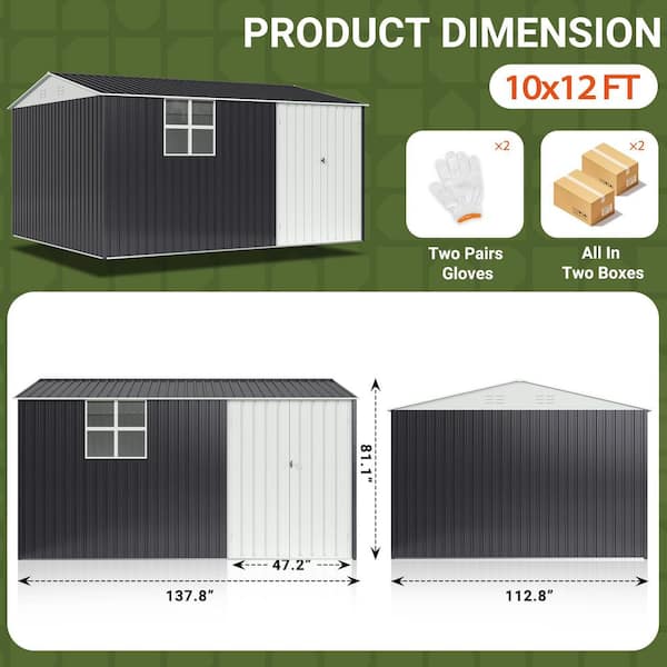 AirWire 12 ft. W x 10 ft. D Metal Outdoor Storage Shed with Vents