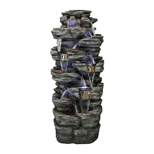 47.2 in. Resin Large Outdoor Water Fountain for Patio Garden Lawn House and Office Decor 9-Tier Outdoor Garden Fountain