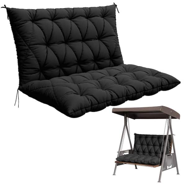 WNP 47 in. x 40 in. 2-Seater Patio Contoured Replacement Bench Cushion Outdoor Porch Swing Cushion Cushion Black