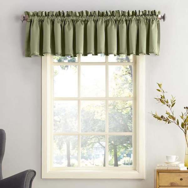 Gregory Sage Green Polyester 54 in. W x 18 in. L Rod Pocket Room Darkening Curtain Valance (Single Panel)