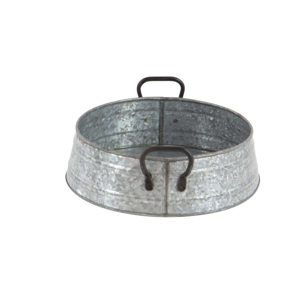 Set of 3 Gray Metal Farmhouse Decorative Trays