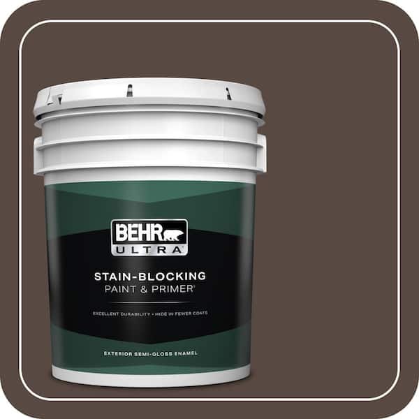 BEHR ULTRA 5 gal. #780B-7 Bison Brown Semi-Gloss Enamel Exterior Paint & Primer