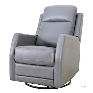 Coral Classic Grey Upholstered Rocker Wingback Swivel Recliner with Metal Base