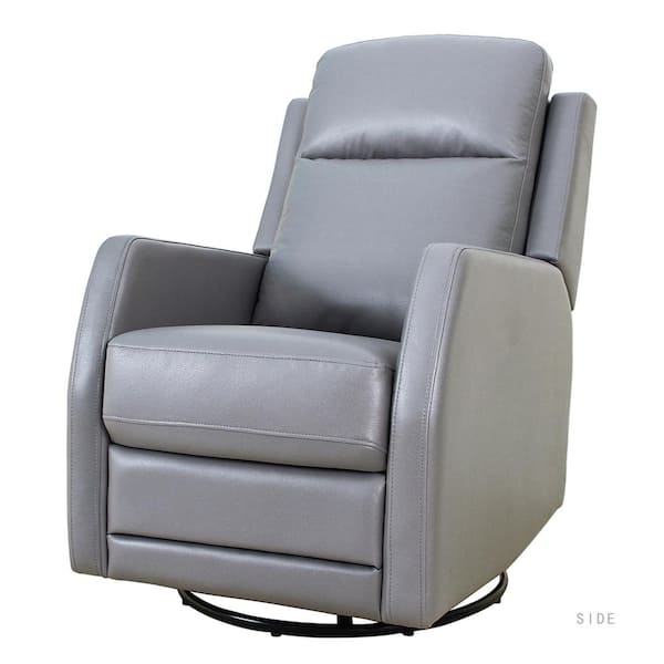 JAYDEN CREATION Coral Classic Grey Upholstered Rocker Wingback Swivel Recliner with Metal Base