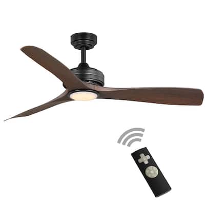 Bayshire 52 in. LED Indoor/Outdoor Matte Black Ceiling Fan with Remote Control and White Color Changing Light Kit