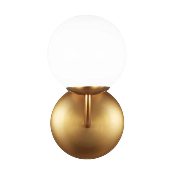 Galassia 1-Light Burnished Brass Wall Sconce with Milk White Glass Shade