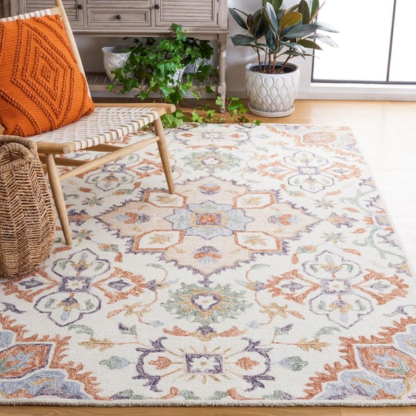 Metro Ivory/Green Doormat 3 ft. x 5 ft. Moroccan Floral Area Rug