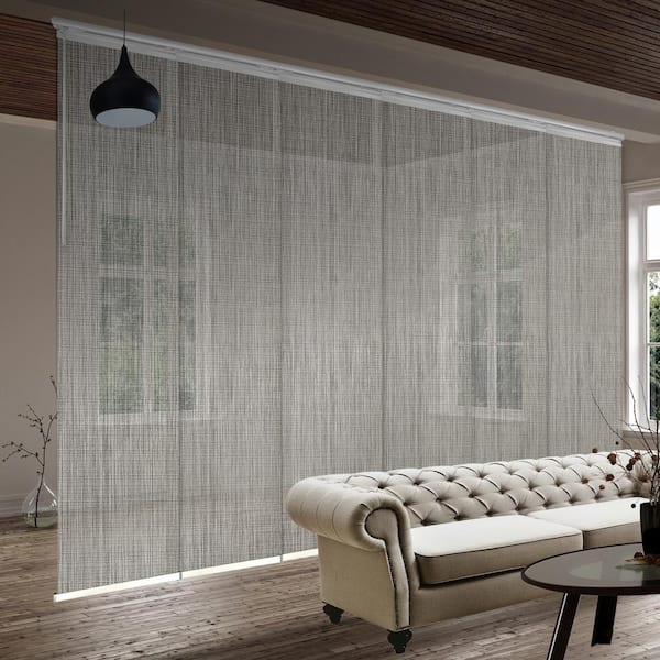 EMOH Stone 70 in. - 130 in. W x 94 in. L Adjustable 6-Panel in White Single Rail Panel Track with 23.5 in. Slates