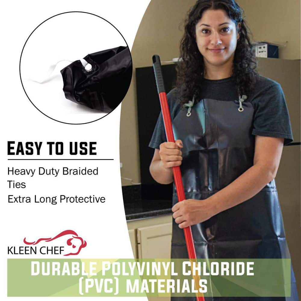 Heavy Duty Black PVC Leather Adjustable Shop Apron