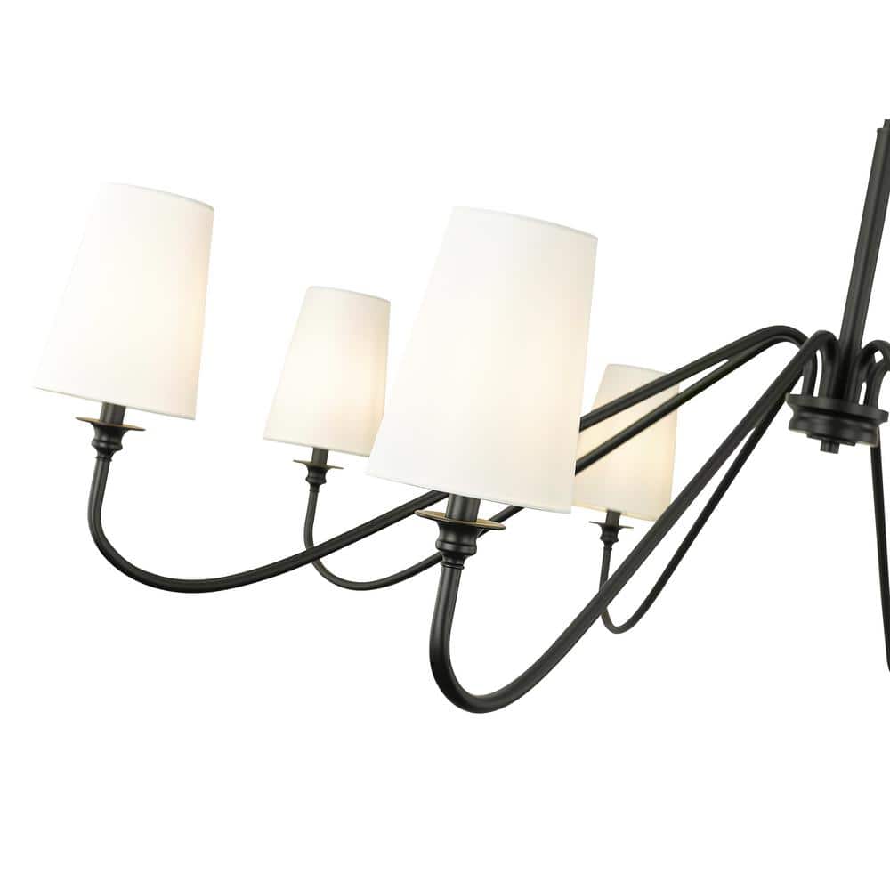 Gianna Matte Black 8-Light Chandelier with White Shades