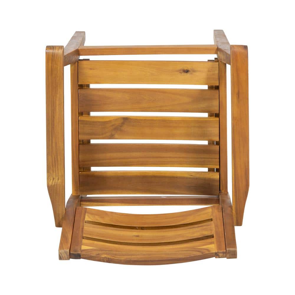 Teak Finish Acacia Wood Outdoor Dining Chairs, Set of 2