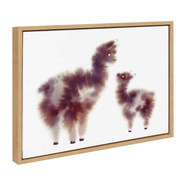 Kate and Laurel Sylvie Alpaca Floofs Framed Canvas by Faryn Hughes (Set of 1) Animal Art Print 18.00 in. x 24.00 in.