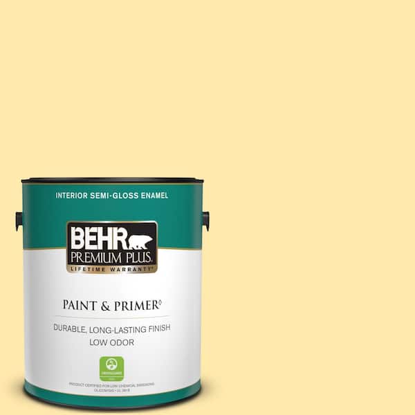 BEHR PREMIUM PLUS 1 gal. #P290-2 Sweet as Honey Semi-Gloss Enamel Low Odor Interior Paint & Primer
