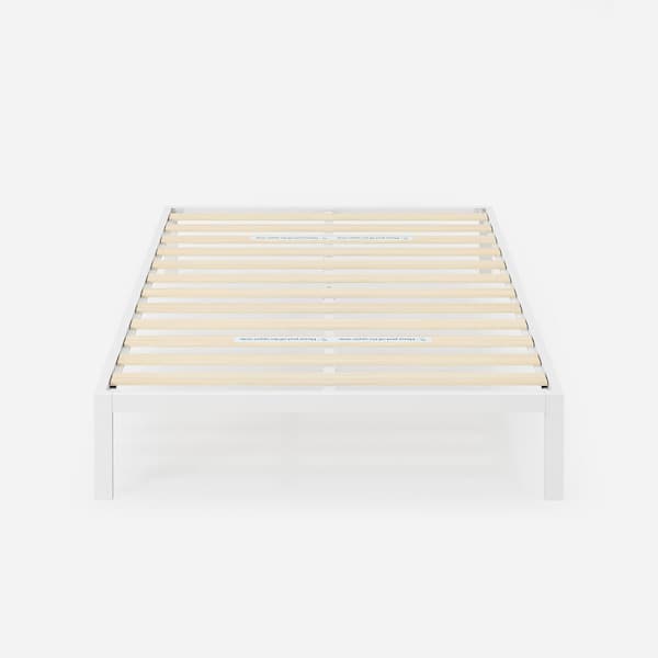 White Queen Metal Platform Bed Frame Without Headboard