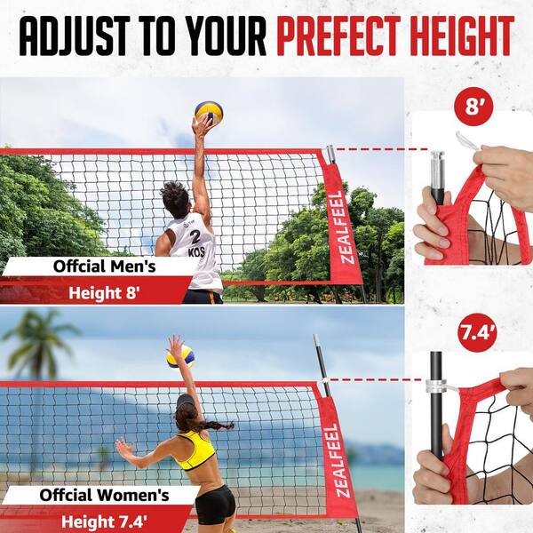ZEALFEEL Adjustable Portable 20 ft. Volleyball Training Net Set