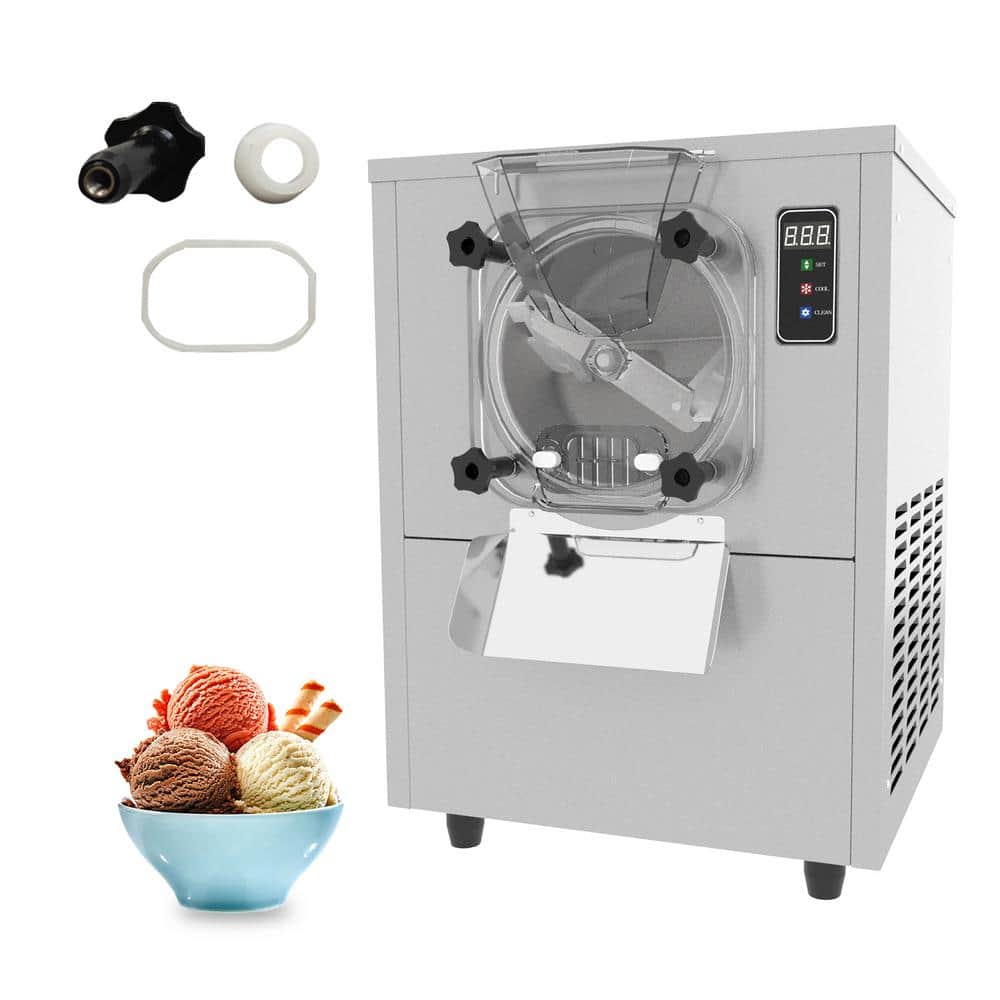BZD 17.2 Qt. Hard Ice Cream Maker in Stainless Steel with Compressor, LCD Panel, Pre-cooling Function, 4.3-5.3 Gal/H