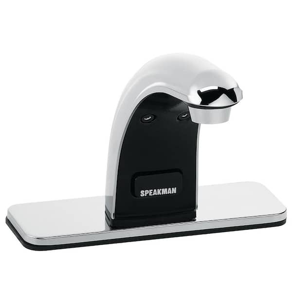 Speakman SensorFlo Classic Battery-Powered Single Hole Touchless Bathroom Faucet with 4 in. Deck Plate in Polished Chrome
