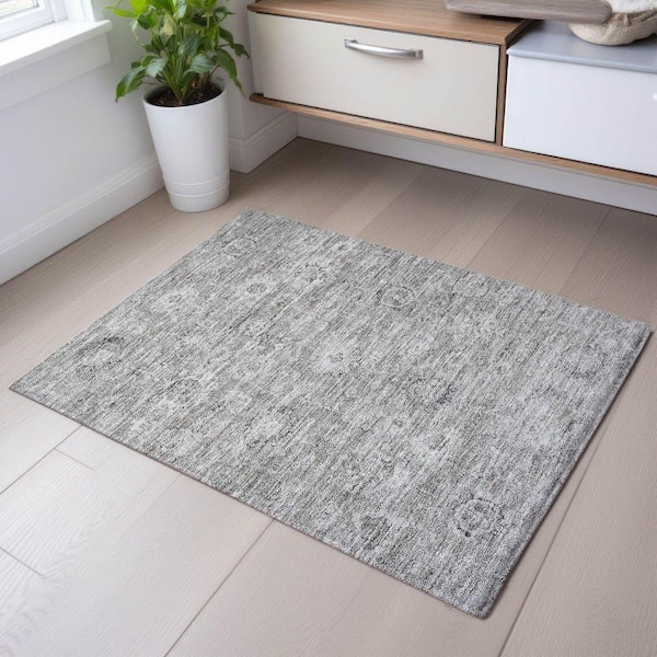 Mayfield Premium Machine Washable Abstract AMF1089 Gray 2 ft. x 3 ft. Area Rug