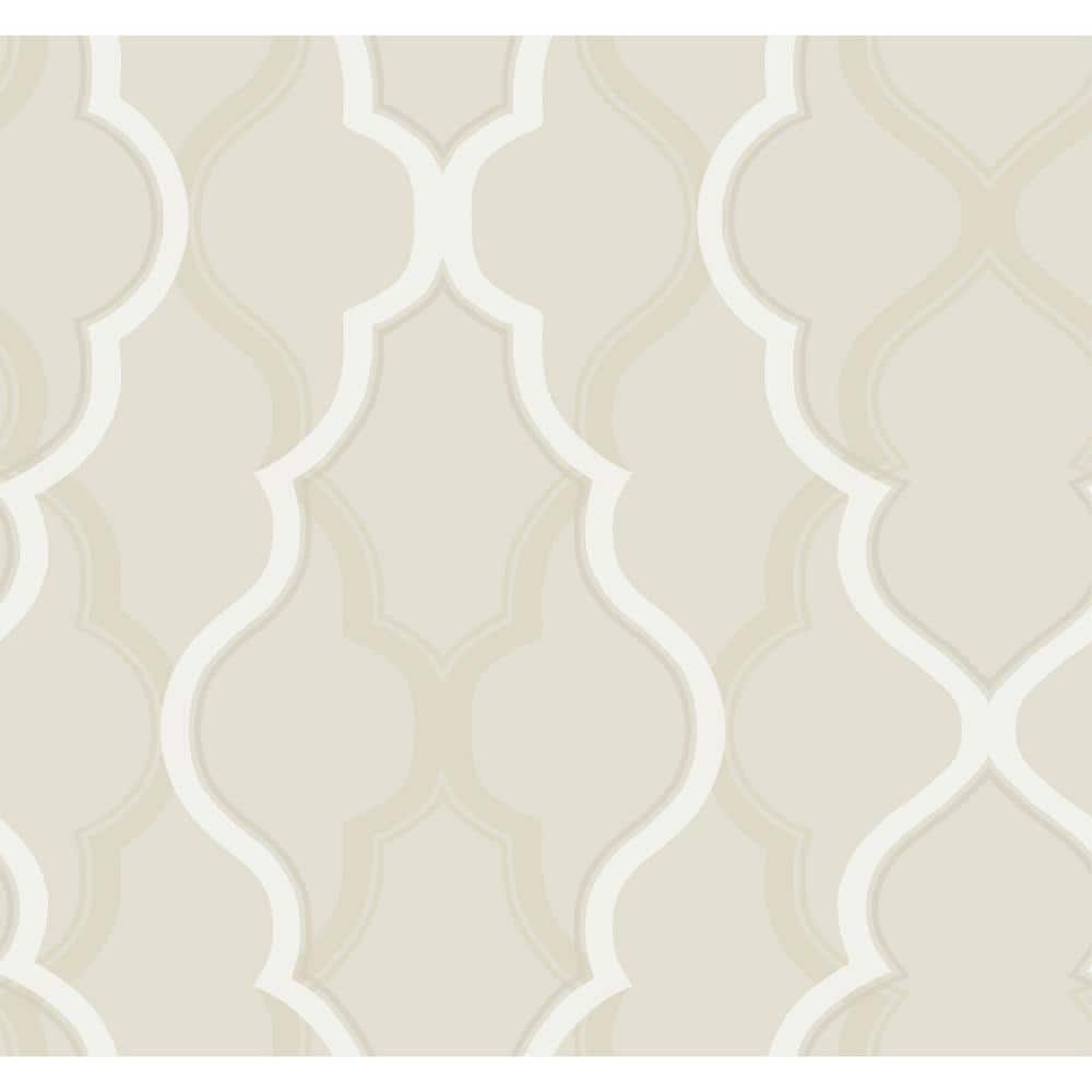 Beige Double Damask Peel & Stick Wallpaper, 27-in by 27-ft