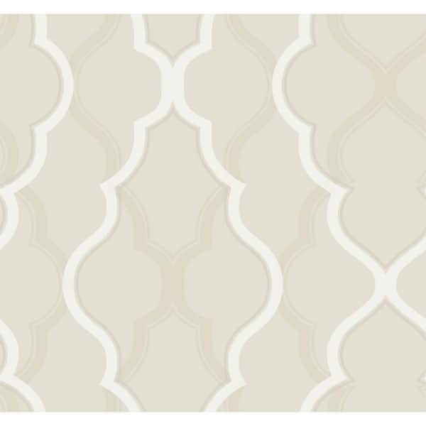 York Wallcoverings Beige Double Damask Peel & Stick Wallpaper, 27-in by 27-ft