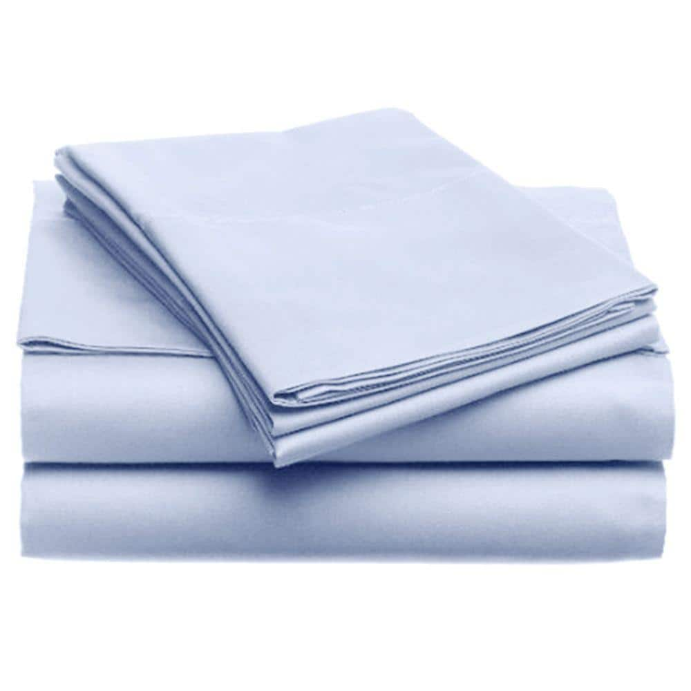 Home Dynamix 4-Piece Light Blue Solid 80 Thread Count Microfiber Full ...