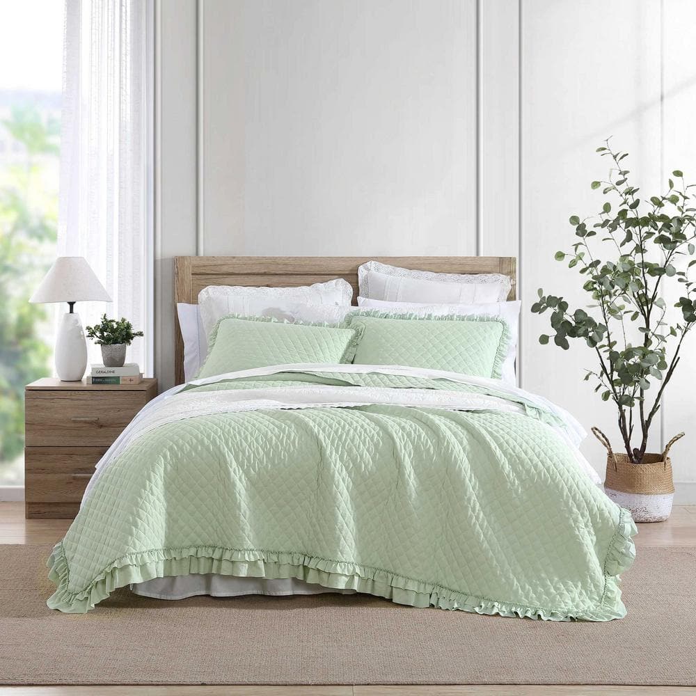 F/Q cashmere top blend quilt set - sage green