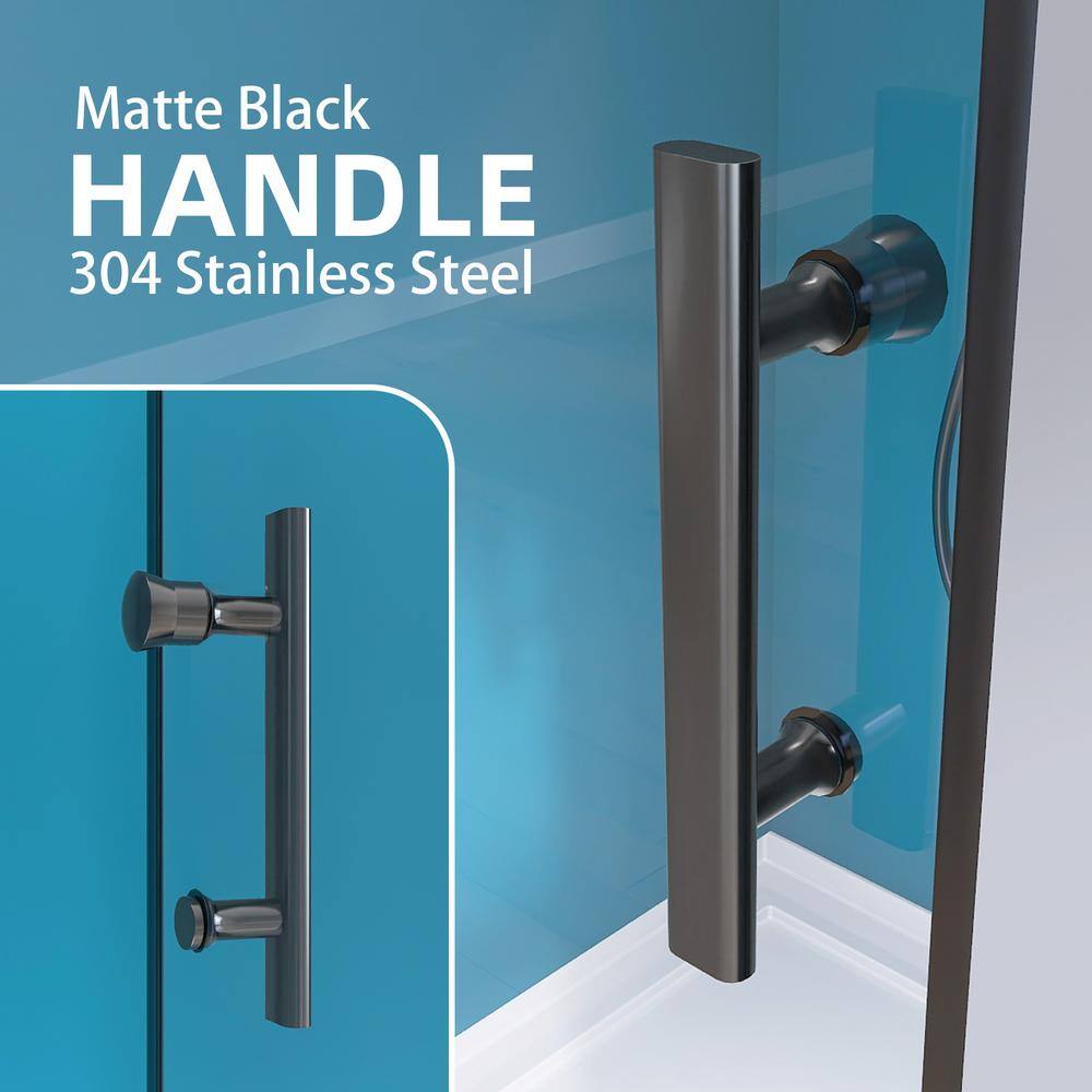 Matte Black Semi-Frameless Pivot Shower Door with Clear Glass