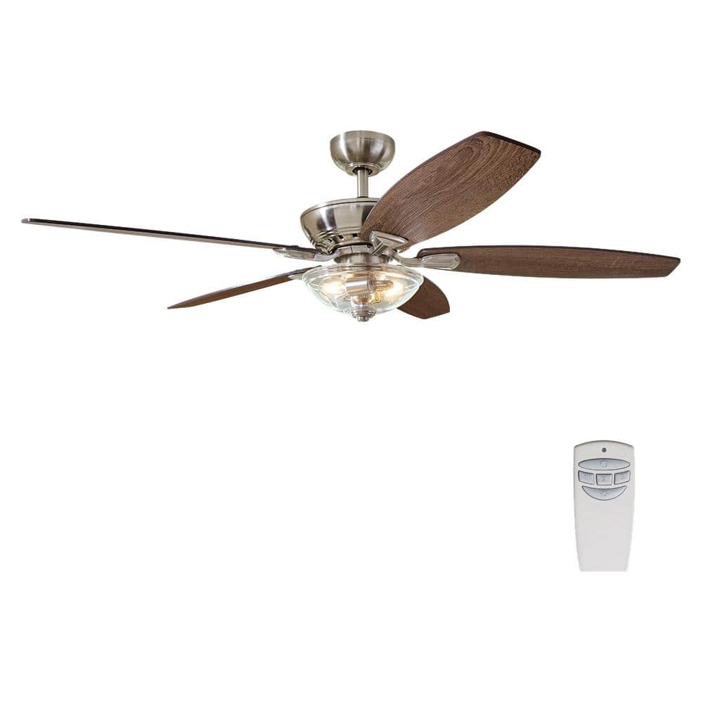 Home Decorators Collection Connor 54 In Led Brushed Nickel Dual Mount Ceiling Fan With Light Kit And Remote Control 51847 The Home Depot