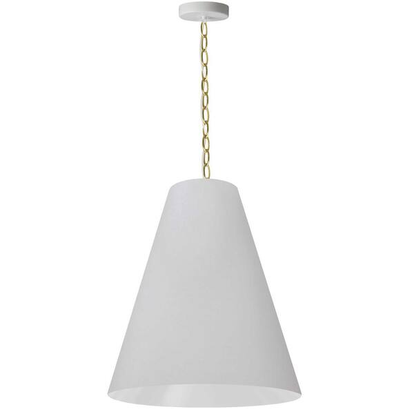 Dainolite Anaya 1-Light Aged Brass Pendant with White Fabric Shade