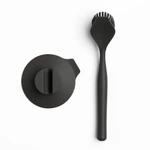 Sinkside Dishwashing Brush with Suction Cup Holder in Dark Gray